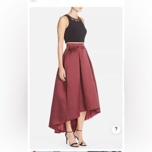 Xscape Embellished Two-Piece Gown Burgundy plum wine coloured satin skirt